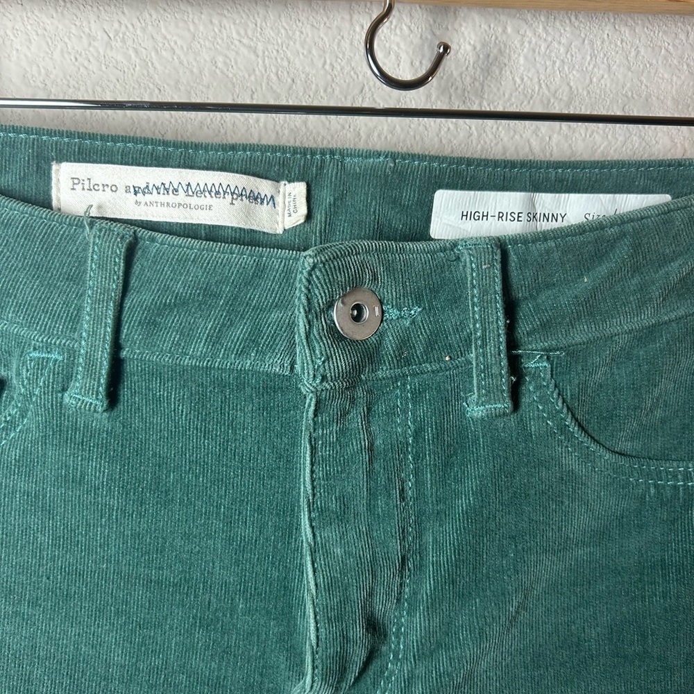 Pilcro Size 26 Corduroy High Rise Skinny Jeans Forest Green by Anthropology - Picture 6 of 14